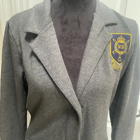 Ralph Lauren Charcoal Blazer with Gold Crest - Picture 2 of 9